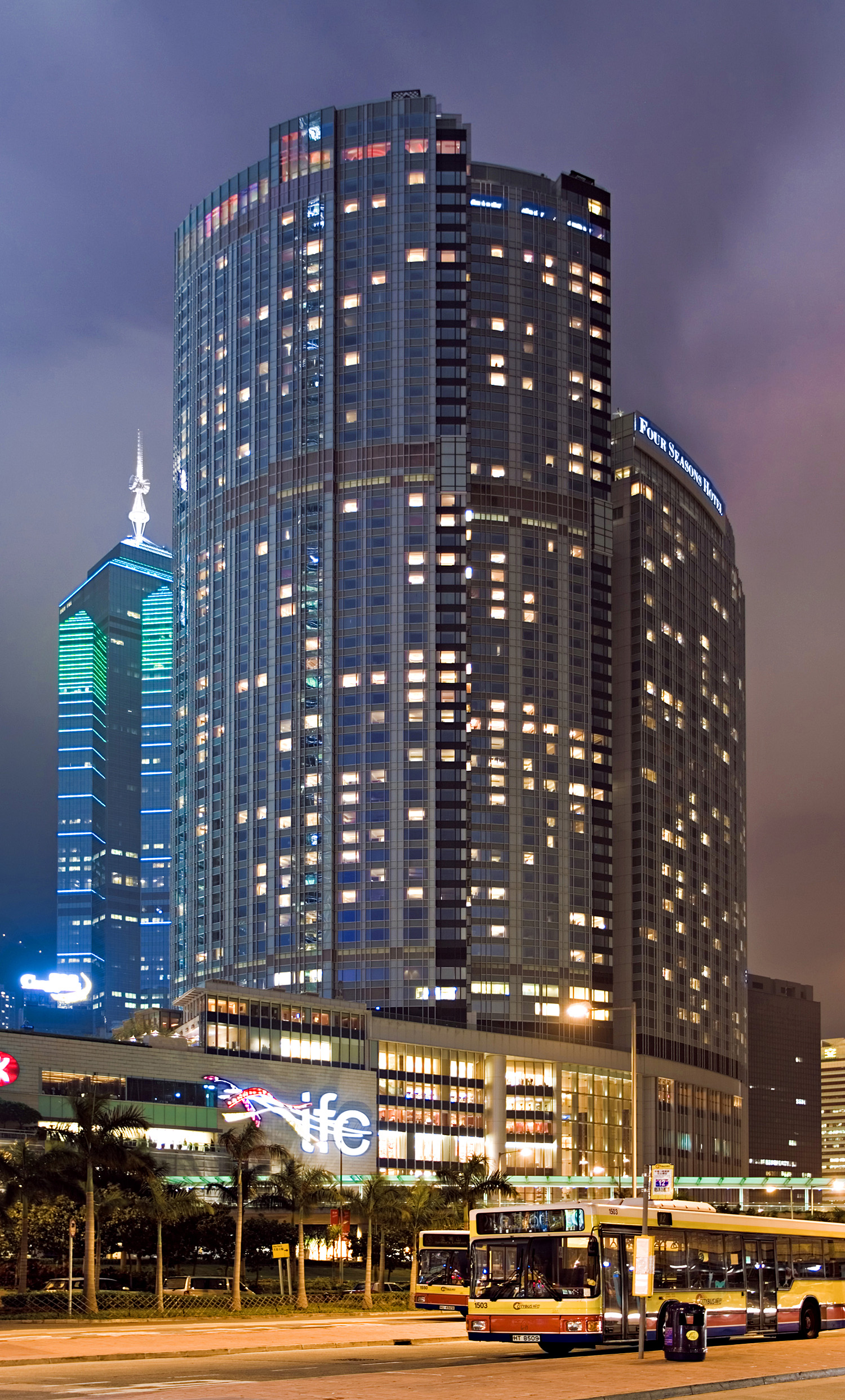 Four Seasons Place - Night view from Man Kwong Street 