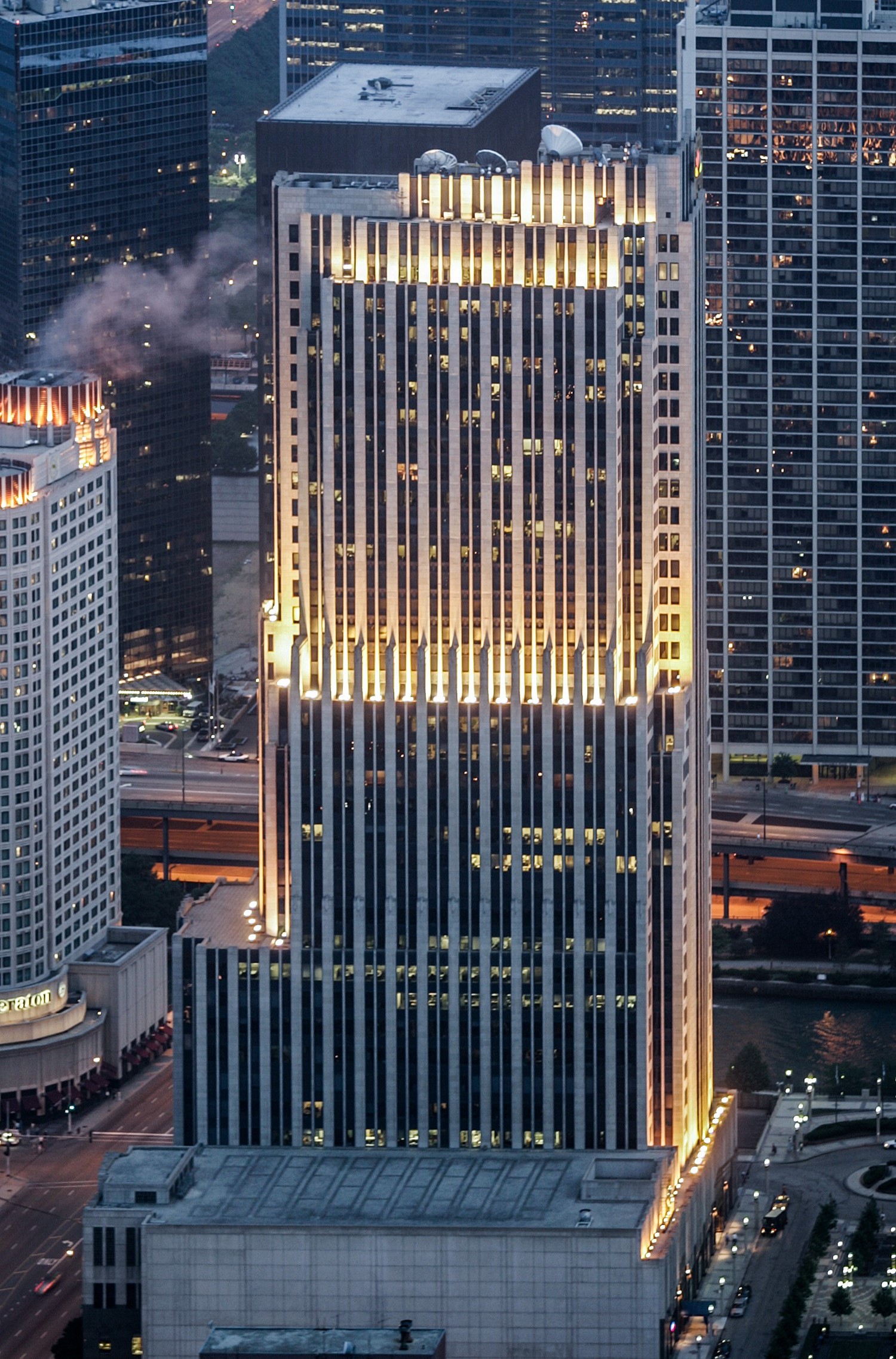 NBC Tower - Night view from John Hancock Center 
