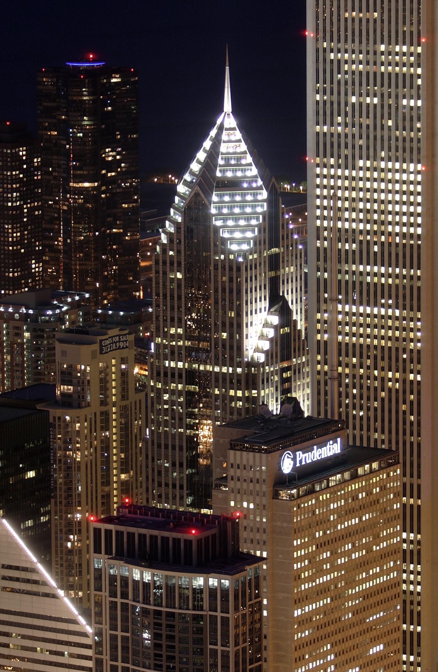 Two Prudential Plaza - Night view from Sears Tower 