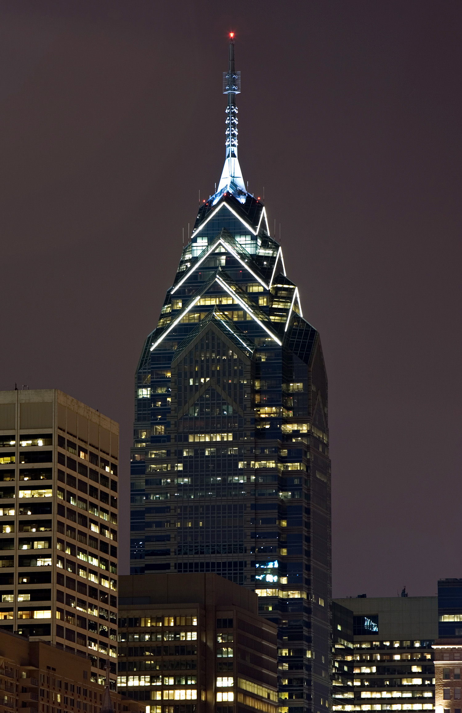 One Liberty Place - Night view from Schuykill Avenue 